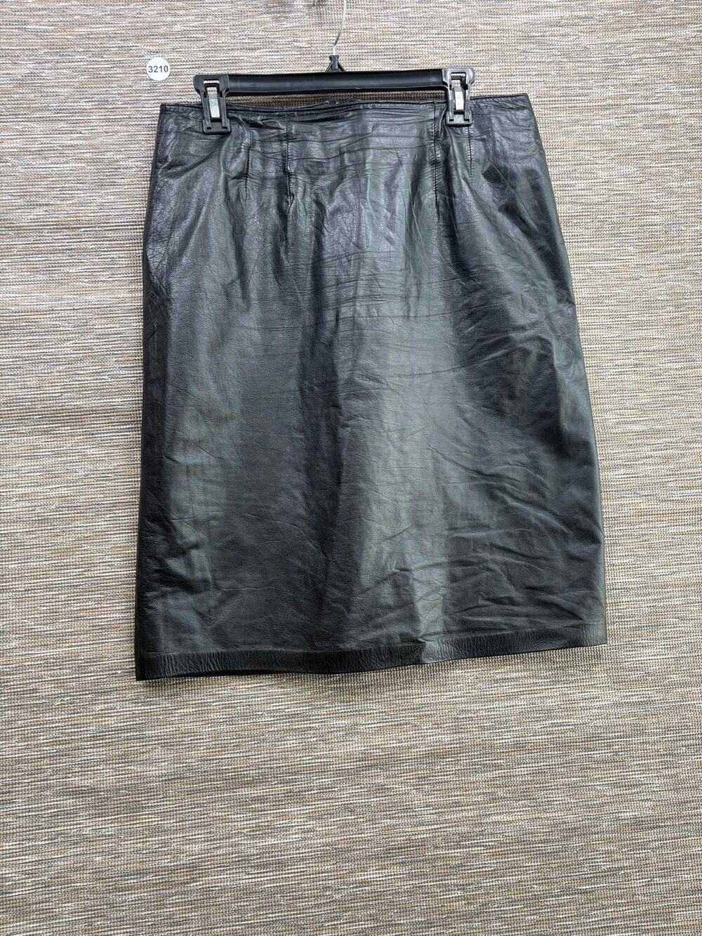 Don't Stop Skirt Womens 14 Black Leather Pencil Knee Length Lined Zip Slit